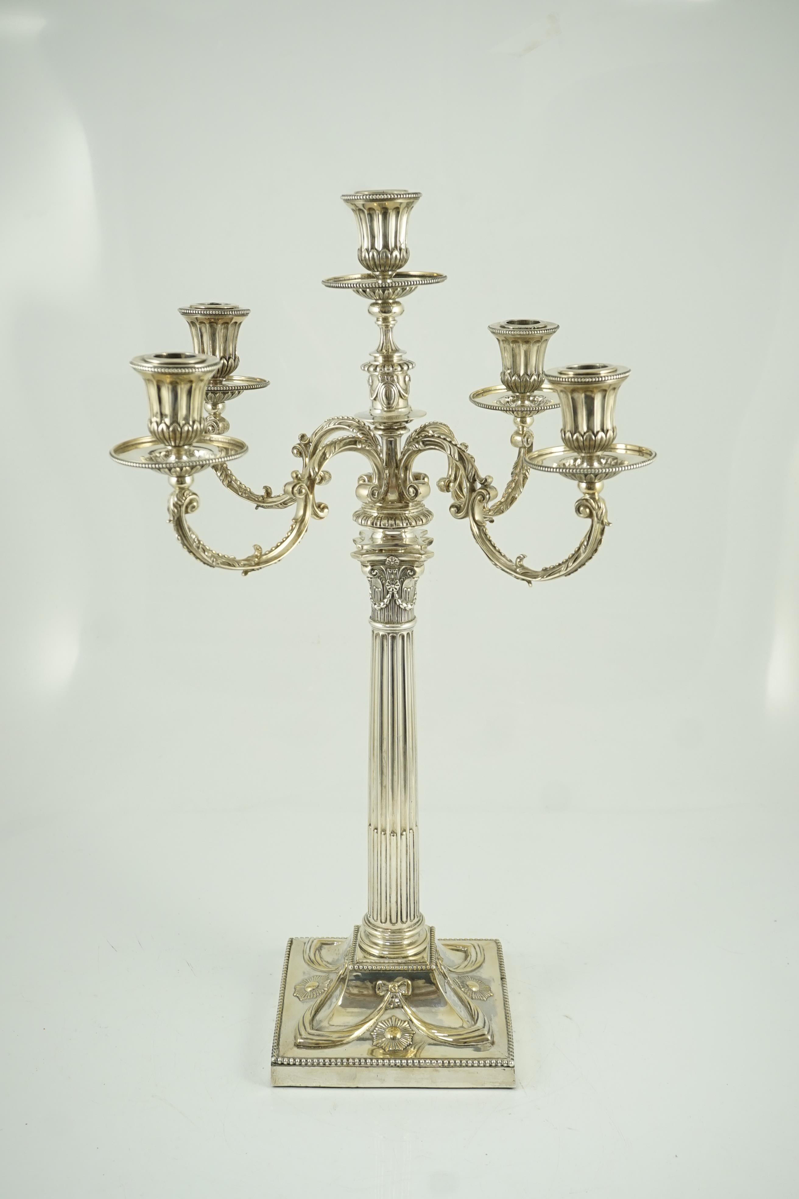 A good Victorian silver four branch, five light candelabrum, by R & S Garrard & Co